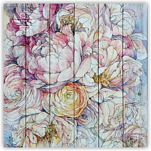 Розовое панно для стен Creative Wood Цветы Цветы -12 Пионы графика